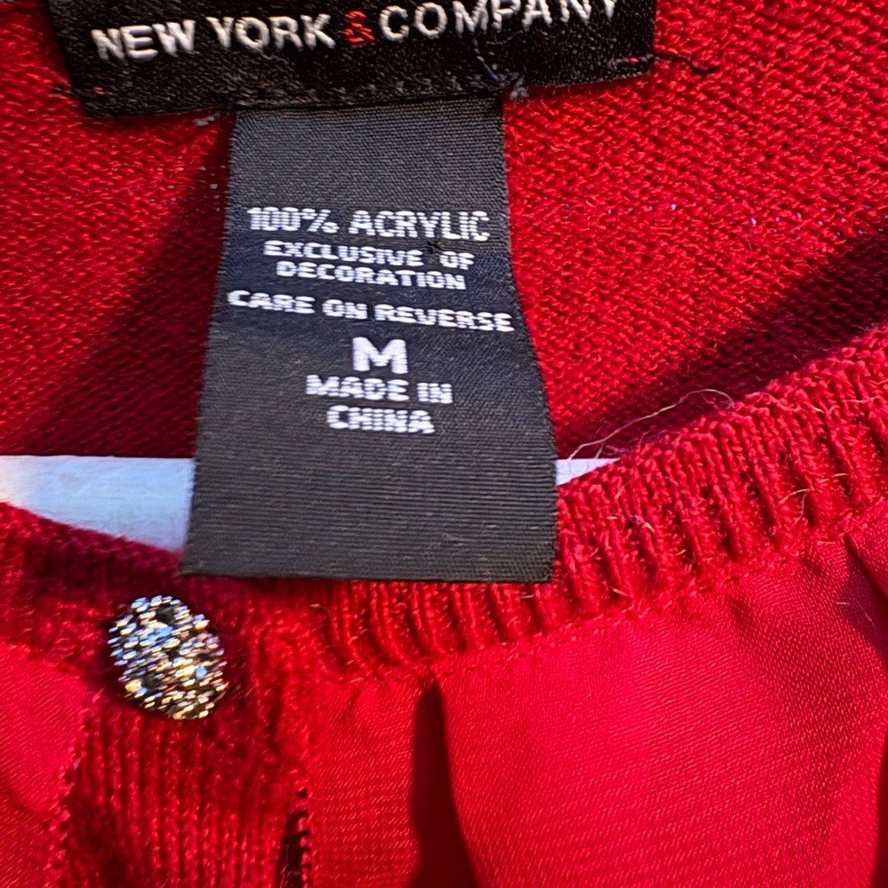 Red Ruffled Women's Sweater - Picture 3 of 4